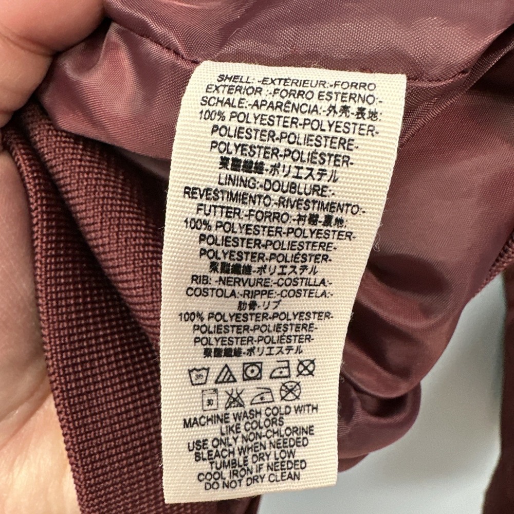 Free People Size Medium Midnight Bomber jacket Wine Red Satin Members Only Style - Picture 10 of 10